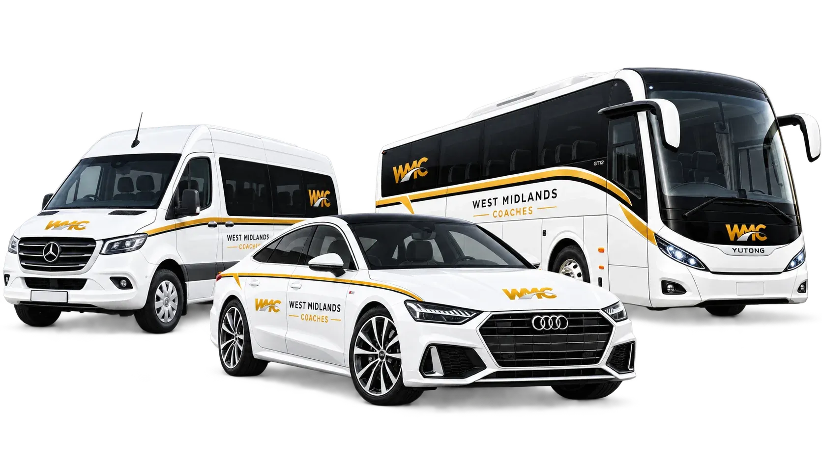 WMC chauffeur car, minibus and coach in West Midlands Coaches livery