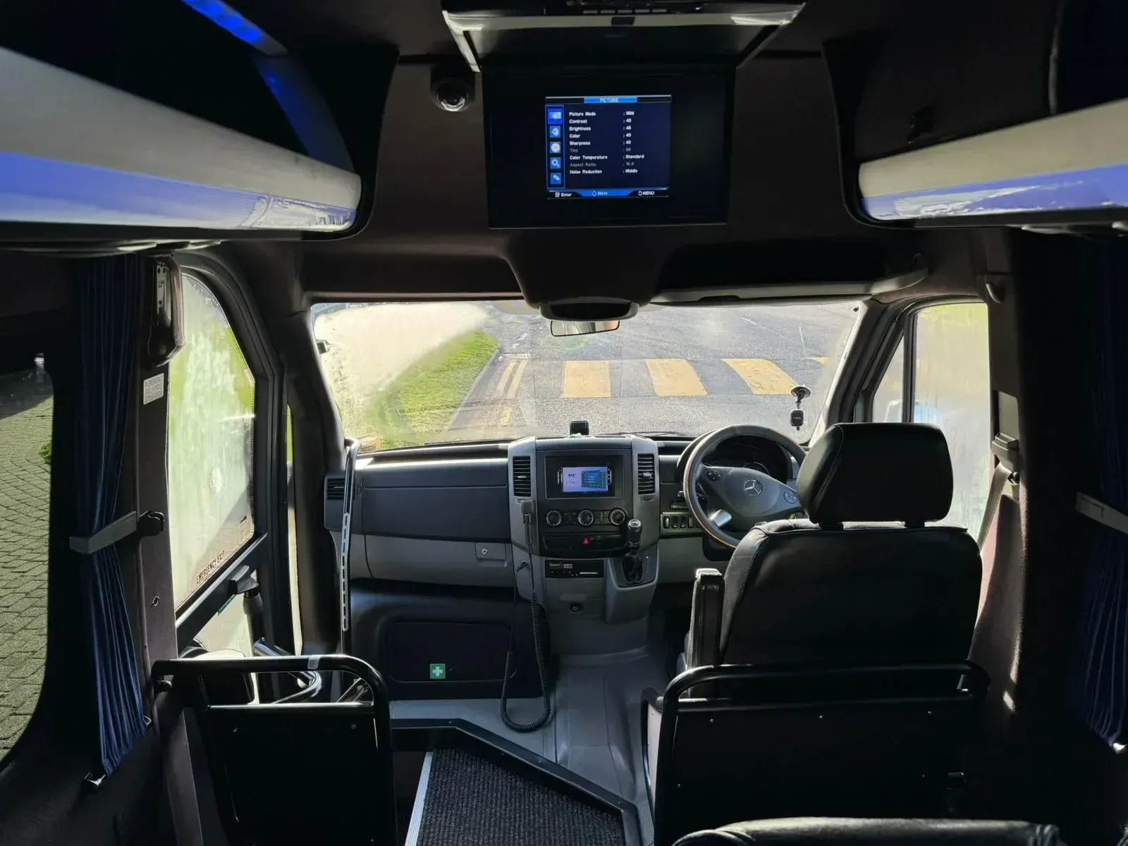Driver cab and dashboard view from supplied WMC minibus photography